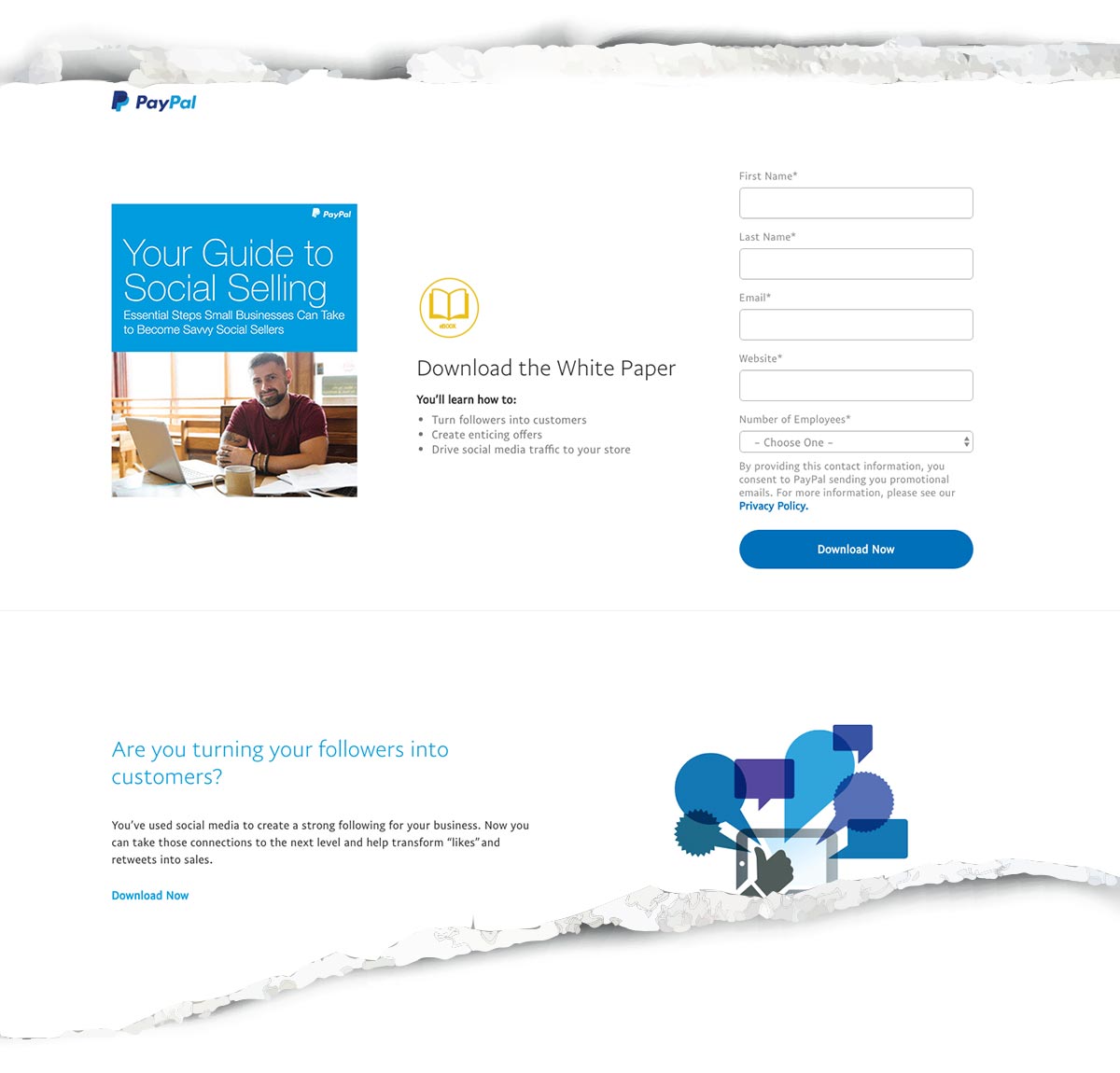 paypal squeeze page content marketing example